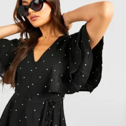 Robe Mi-longue à Pois Et Volants 9 Robe Mi-longue à Pois Et Volants -Pas Cher Vêtue Diva Magasin gzz48338 black xl 3