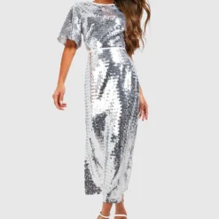 Robe Longue Pailletée Dos Nu -Pas Cher Vêtue Diva Magasin gzz48376 silver xl 1