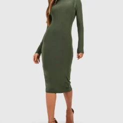 Robe Mi-longue Premium Soyeuse à Col Roulé