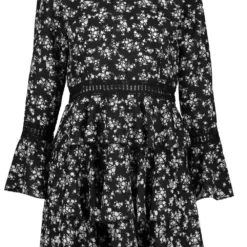 Robe Patineuse Fleurie à Col Montant -Pas Cher Vêtue Diva Magasin gzz48602 black xl 2