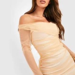 Robe Moulante En Mesh à Col Bateau -Pas Cher Vêtue Diva Magasin gzz48728 nude xl 3