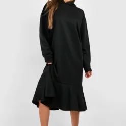 Robe Sweat à Capuche Et Volants