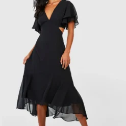 Petite - Robe Mi-longue à Col V Et Manches Larges