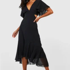 Petite - Robe Mi-longue à Col V Et Manches Larges -Pas Cher Vêtue Diva Magasin gzz48891 black xl 2 scaled