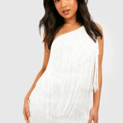 Petite - Robe Courte Asymétrique à Franges