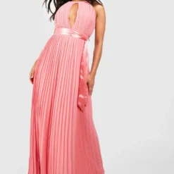 Petite - Robe Longue Plissée à Ceinture -Pas Cher Vêtue Diva Magasin gzz48896 rose20pink xl 2