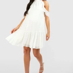 Maternité - Robe De Grossesse Courte à Volants -Pas Cher Vêtue Diva Magasin gzz48897 ivory xl 2