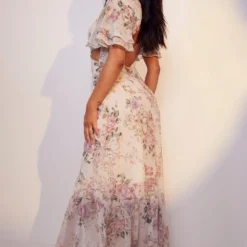 Petite - Robe Longue Fleurie -Pas Cher Vêtue Diva Magasin gzz48898 white xl 1