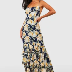 Petite - Robe Longue Fleurie à Volants -Pas Cher Vêtue Diva Magasin gzz48905 navy xl 3 scaled