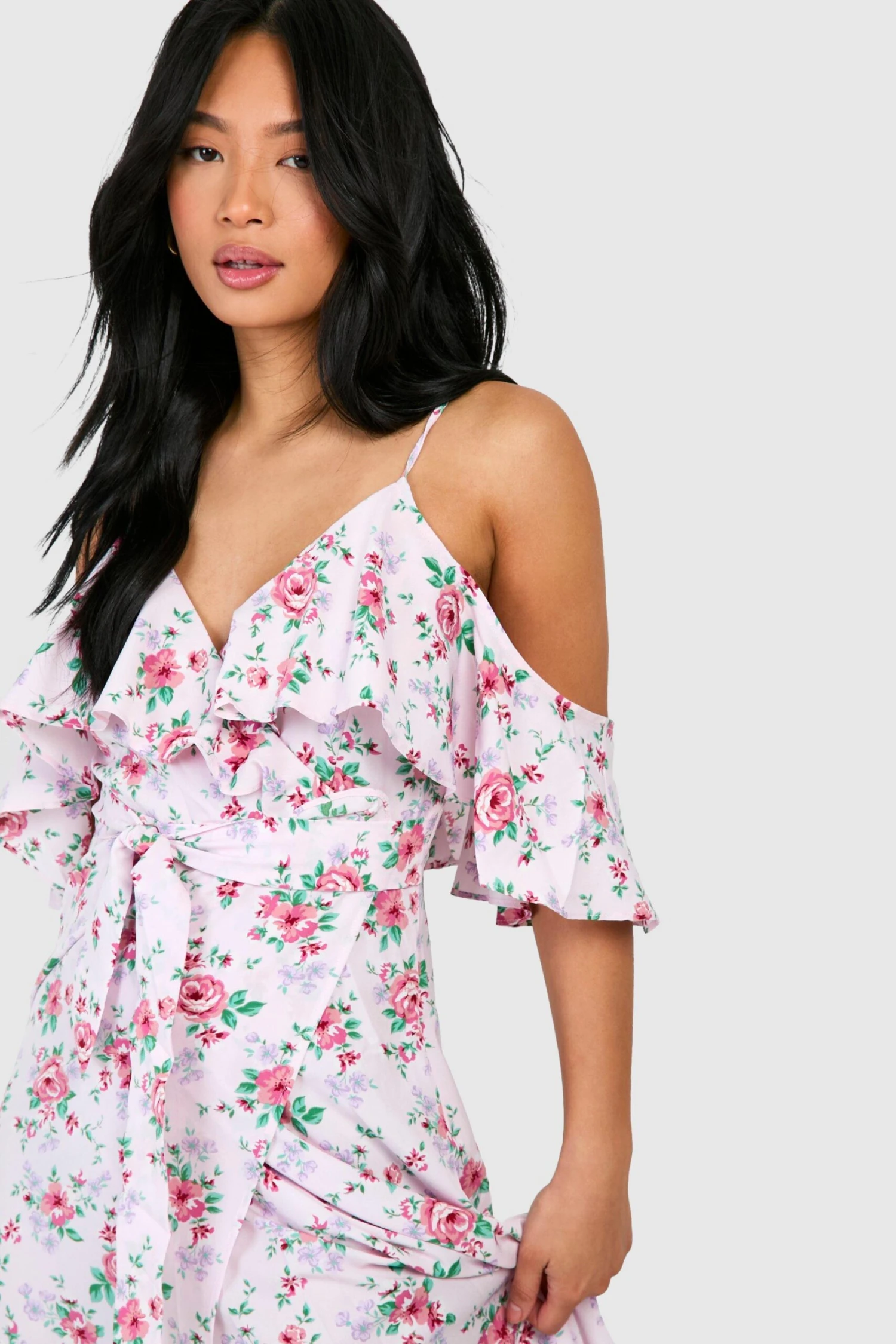 Petite - Robe Longue Fleurie à épaules Dénudées 6 Petite - Robe Longue Fleurie à épaules Dénudées – Image 4