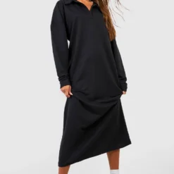 BOOHOO Robe Sweat Oversize à Col V -Pas Cher Vêtue Diva Magasin gzz48972 black xl 2