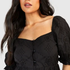 Maternité - Robe Mi Longue Boutonnée Style Broderie -Pas Cher Vêtue Diva Magasin gzz48998 black xl 3 scaled