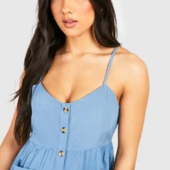 Maternité - Robe De Grossesse Babydoll Boutonnée à Poches -Pas Cher Vêtue Diva Magasin gzz49007 blue xl 3