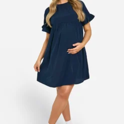 BOOHOO Maternité - Robe De Grossesse Babydoll à Manches Volantées