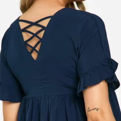 BOOHOO Maternité - Robe De Grossesse Babydoll à Manches Volantées -Pas Cher Vêtue Diva Magasin gzz49008 navy xl 3 scaled