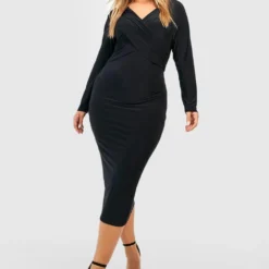 Grande Taille - Robe Mi-longue à Manches Longues -Pas Cher Vêtue Diva Magasin gzz49038 black xl 2