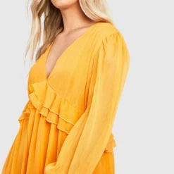 BOOHOO Grande Taille - Robe Babydoll Courte -Pas Cher Vêtue Diva Magasin gzz49054 burnt20orange xl 3 scaled