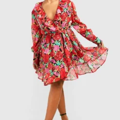 Grande Taille - Robe Vintage Imprimée -Pas Cher Vêtue Diva Magasin gzz49056 red xl 2