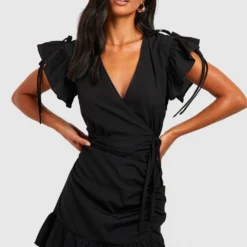 Petite - Robe Courte Froncée à Volants -Pas Cher Vêtue Diva Magasin gzz49083 black xl 2