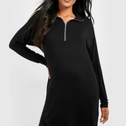 BOOHOO Maternité - Robe T-shirt De Grossesse Zippée -Pas Cher Vêtue Diva Magasin gzz49094 black xl 2