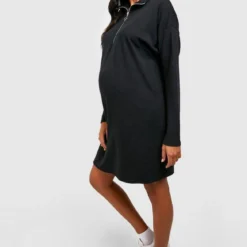 Maternité - Robe De Grossesse Texturée Zippée