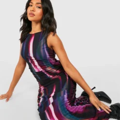 Petite - Robe Longue Froncée En Mesh -Pas Cher Vêtue Diva Magasin gzz49096 multi xl 3