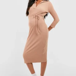 Maternité - Robe De Grossesse Zippée Côtelée