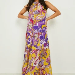 Petite - Robe Longue à Imprimé Abstrait -Pas Cher Vêtue Diva Magasin gzz49281 purple xl 2