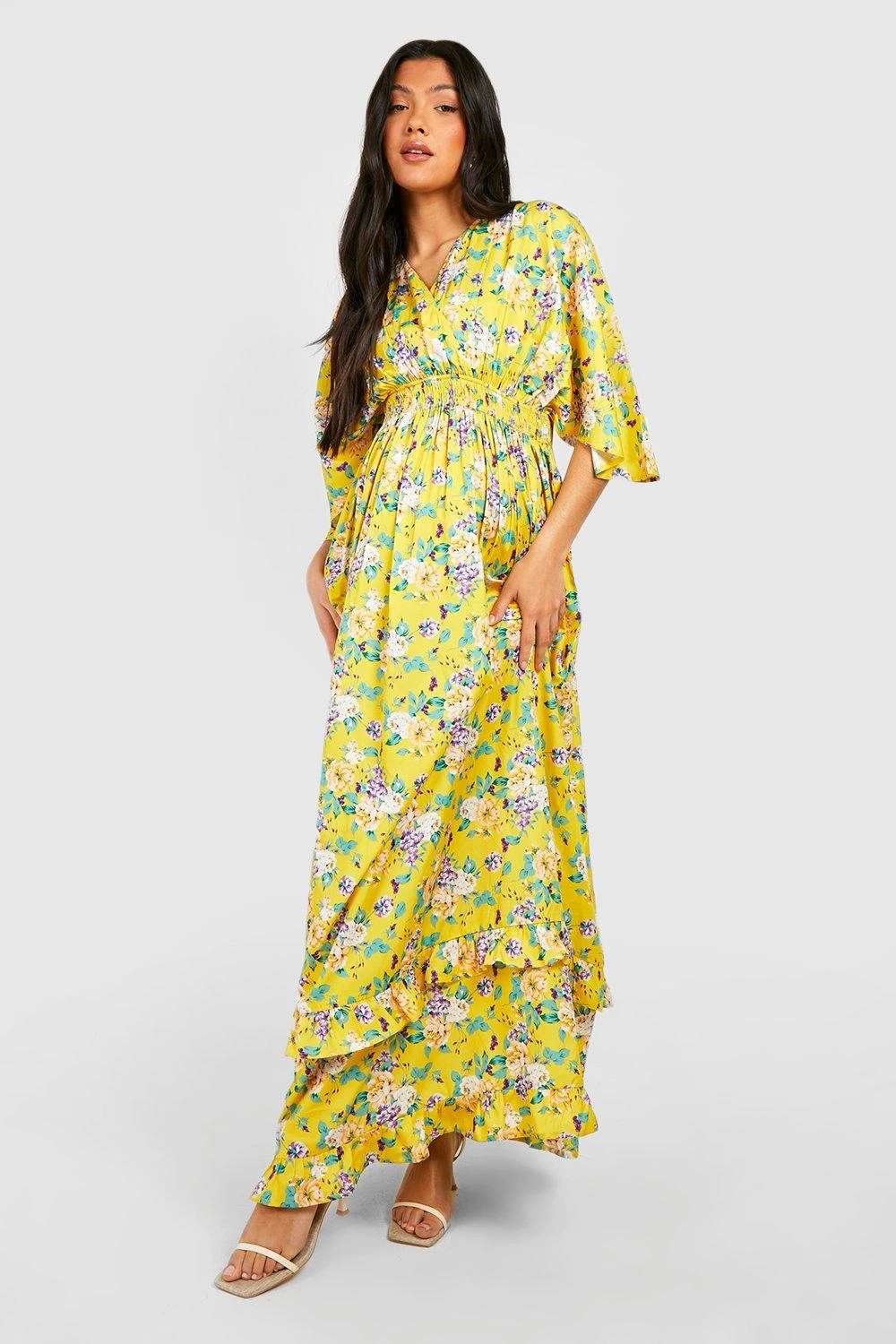 Maternité - Robe De Grossesse Longue à Volants 3 Maternité - Robe De Grossesse Longue à Volants