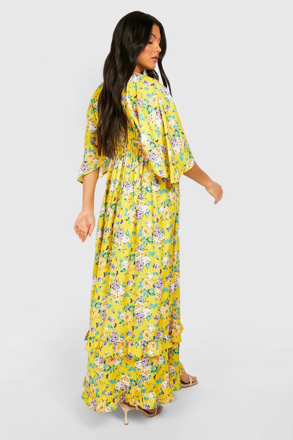 Maternité - Robe De Grossesse Longue à Volants 4 Maternité - Robe De Grossesse Longue à Volants – Image 2