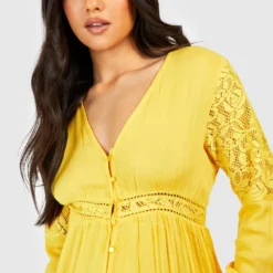 Maternité - Robe Longue à Dentelle Style Bohème -Pas Cher Vêtue Diva Magasin gzz49318 ochre xl 3