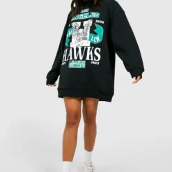 Petite - Robe Sweat Oversize Universitaire à Slogan