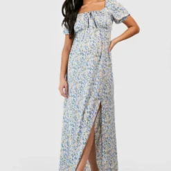 Maternité - Robe De Grossesse Nouée Fleurie