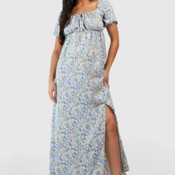 Maternité - Robe De Grossesse Nouée Fleurie 8 Maternité - Robe De Grossesse Nouée Fleurie -Pas Cher Vêtue Diva Magasin gzz49496 blue xl 2