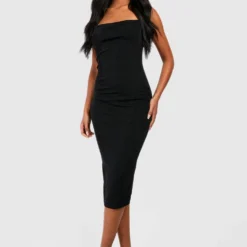 Tall - Robe Mi-longue Soyeuse à Dos Bénitier -Pas Cher Vêtue Diva Magasin gzz49624 black xl 2