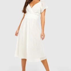 Tall - Robe Mi-longue En Plumetis à Manches Larges -Pas Cher Vêtue Diva Magasin gzz49672 champagne xl 2