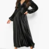 Tall - Robe Longue Plissée Satinée