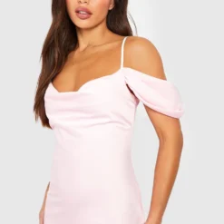 Tall - Robe Longue Satinée à épaules Dénudées -Pas Cher Vêtue Diva Magasin gzz49675 dusky20pink xl 3