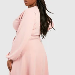 Grande Taille - Robe Portefeuille à Nouer -Pas Cher Vêtue Diva Magasin gzz49742 blush xl 1