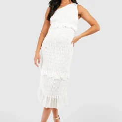 BOOHOO Maternité - Robe De Grossesse Asymétrique En Plumetis -Pas Cher Vêtue Diva Magasin gzz49823 ivory xl 2