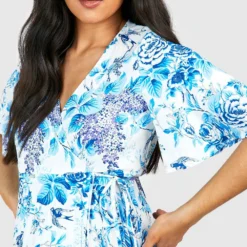 Maternité - Robe De Grossesse Fleurie Plissée -Pas Cher Vêtue Diva Magasin gzz49853 blue xl 3