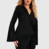 Tall - Robe Blazer à Manches évasées -Pas Cher Vêtue Diva Magasin gzz50009 black xl