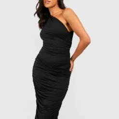 Petite - Robe Mi-longue Froncée Asymétrique