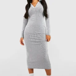 Petite - Robe Mi-longue Bicolore Côtelée -Pas Cher Vêtue Diva Magasin gzz50305 black xl 2