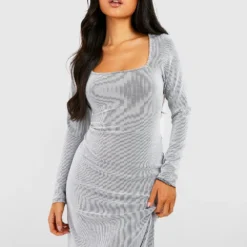 Petite - Robe Longue Bicolore Côtelée -Pas Cher Vêtue Diva Magasin gzz50306 black xl 3