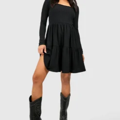 Petite - Robe Babydoll Froncée à Col Carré