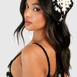 BOOHOO Petite - Ensemble En Crochet Avec Foulard Et Robe Courte -Pas Cher Vêtue Diva Magasin gzz50417 black xl 3