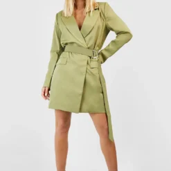 Robe Blazer à Ceinture -Pas Cher Vêtue Diva Magasin gzz50480 khaki xl 2