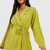 Robe Blazer Nouée En Crêpe -Pas Cher Vêtue Diva Magasin gzz50484 olive xl