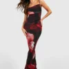 Robe Longue Fleurie En Mesh -Pas Cher Vêtue Diva Magasin gzz50503 red xl